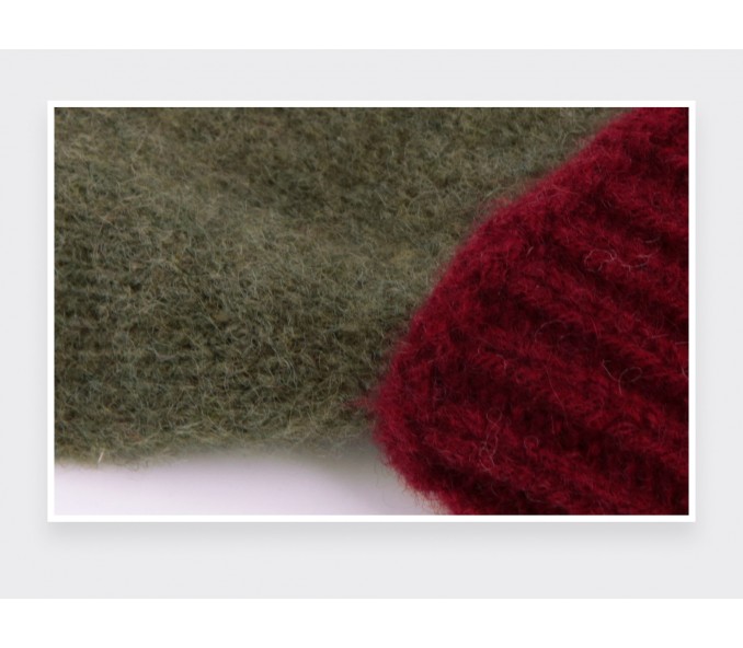 Cinabre Gants Cachemire Recyclé Kaki Bordeaux