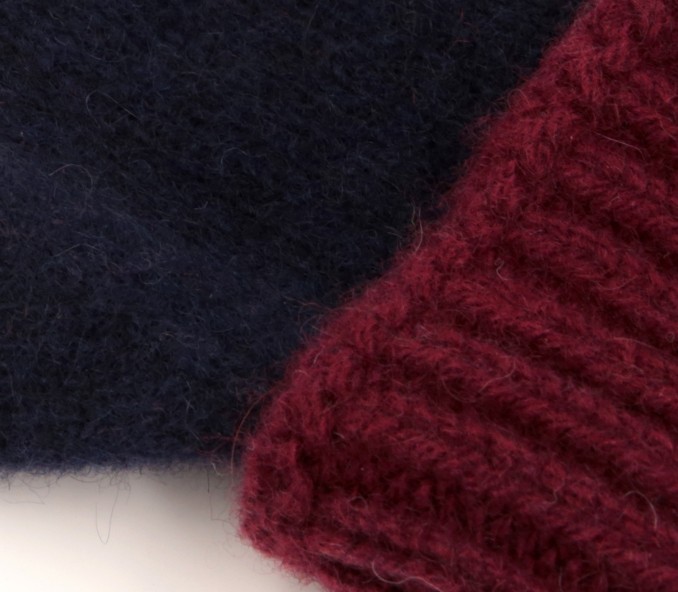 Cinabre Gants Cachemire Recyclé Marine Bordeaux