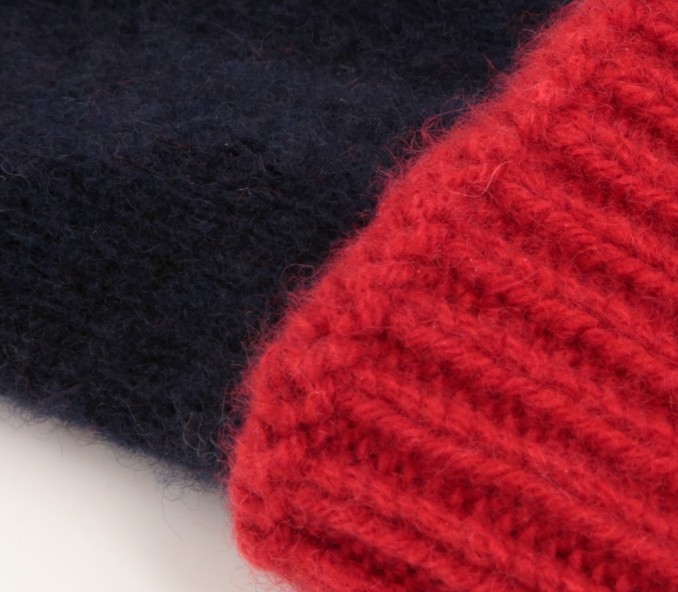 Cinabre Gants Cachemire Recyclé Marine Rouge