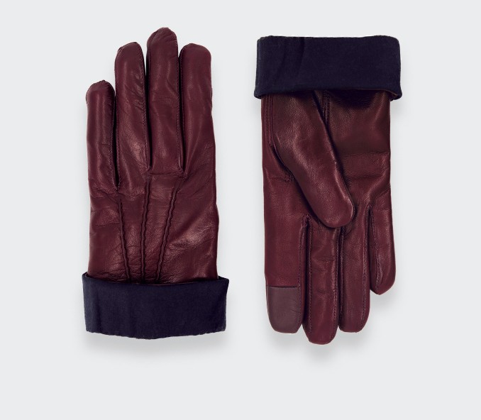 Cinabre Gants En Cuir D'agneau Bordeaux