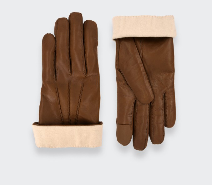 cinabre Gants en cuir d'agneau marron