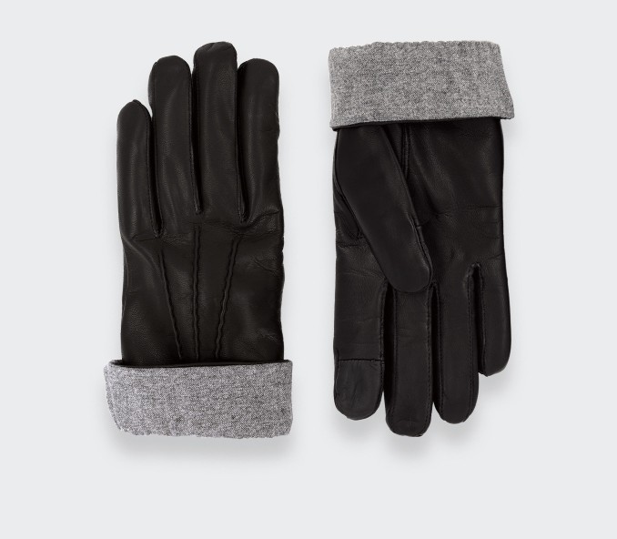 Cinabre Gants En Cuir D'agneau Noir