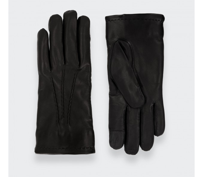 Cinabre Gants En Cuir D'agneau Noir