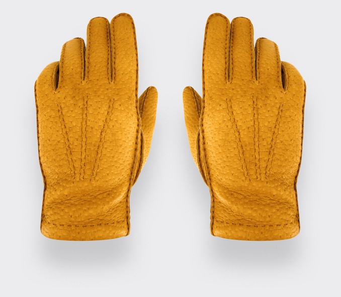 cinabre Gants pécari moutarde non doublés