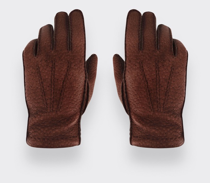 cinabre Gants pécari non doublés tabac