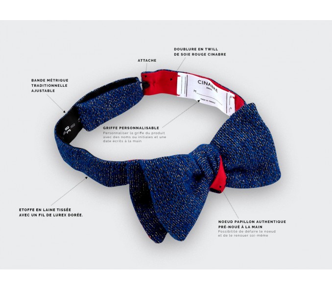 Cinabre Noeud Papillon 1001 Nuits Bleu