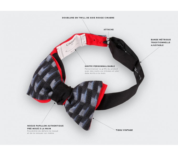 Cinabre Noeud Papillon 3D Vintage