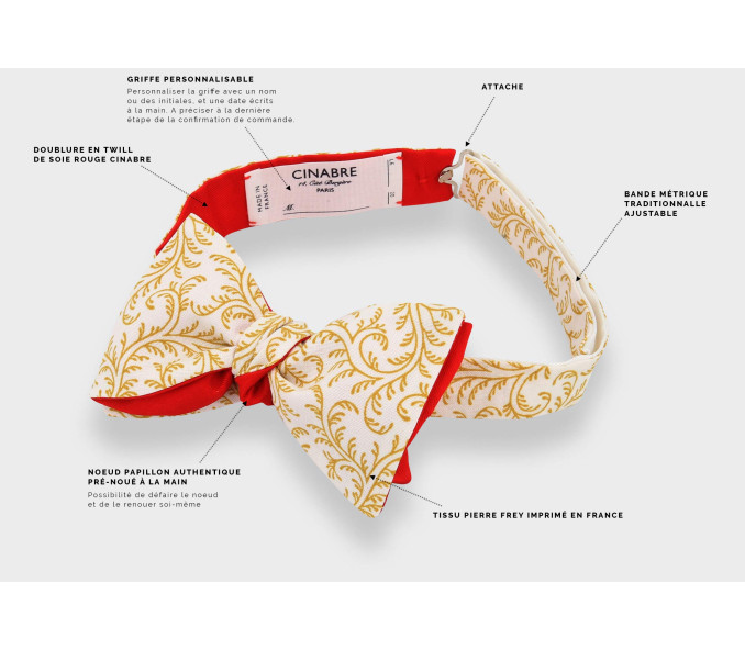 Cinabre Noeud Papillon Arabesque Moutarde