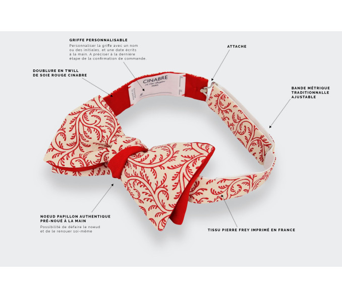 Cinabre Noeud Papillon Arabesque Rouge