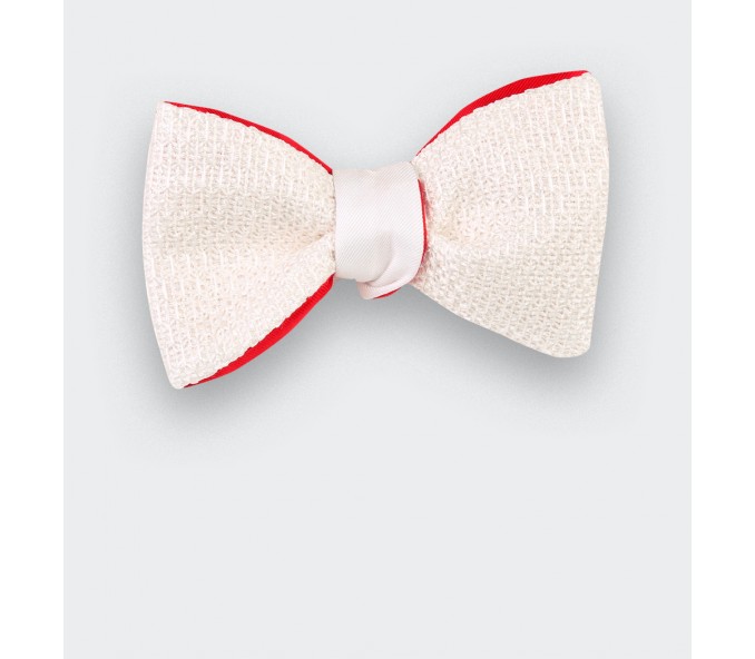 Cinabre Noeud Papillon Blanc Argenté