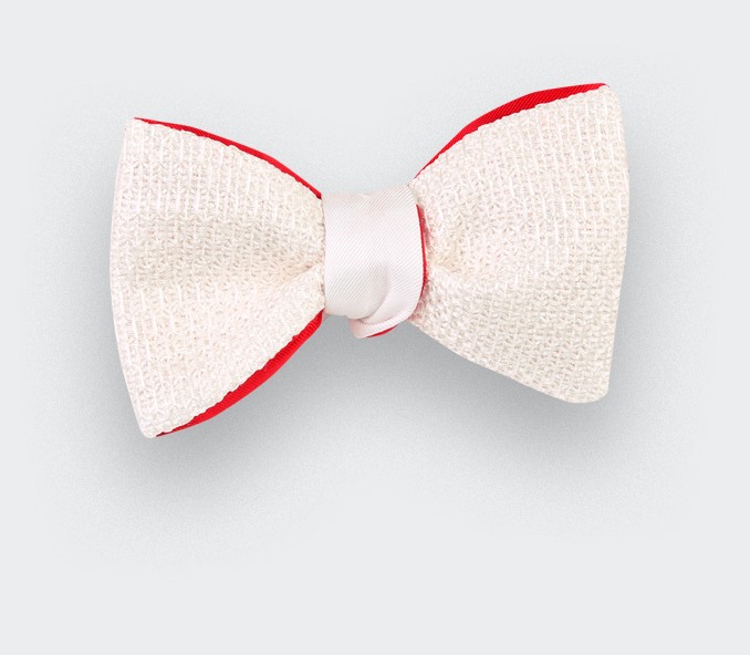 cinabre Noeud Papillon Blanc Argenté