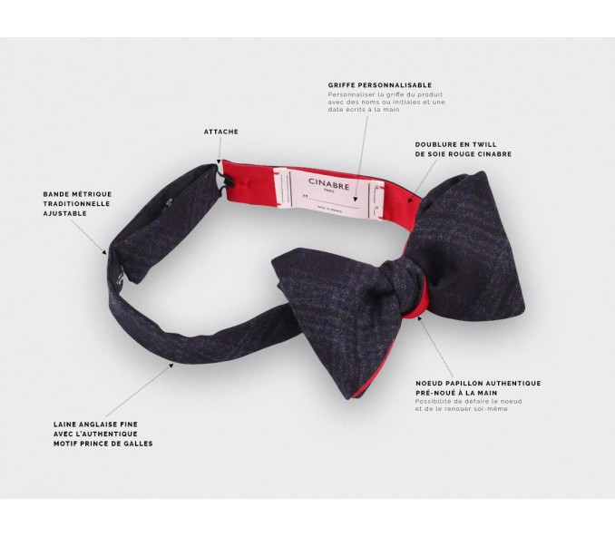 Cinabre Noeud Papillon Bleu Nuit Prince De Galles