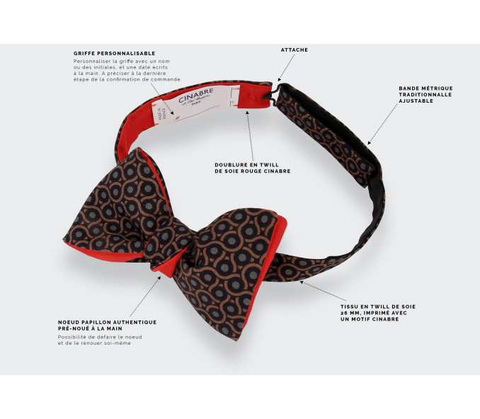 Cinabre Noeud Papillon Cannage Chocolat