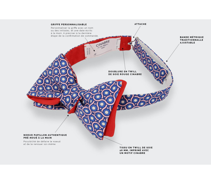 Cinabre Noeud Papillon Cannage Rose Dragée