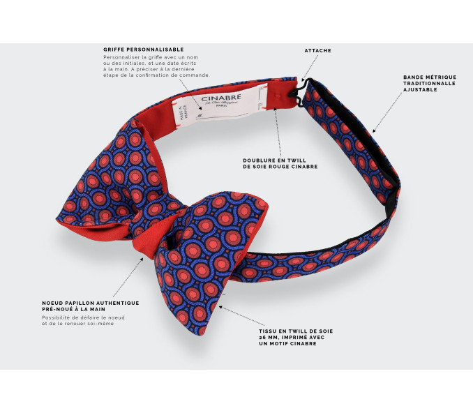 Cinabre Noeud Papillon Cannage Rouge Anglais