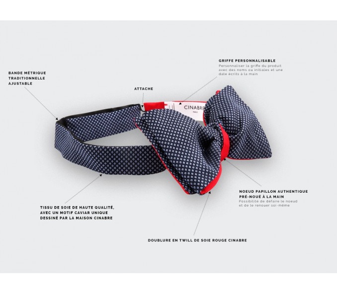 Cinabre Noeud Papillon Caviar Soie Bleu Ciel