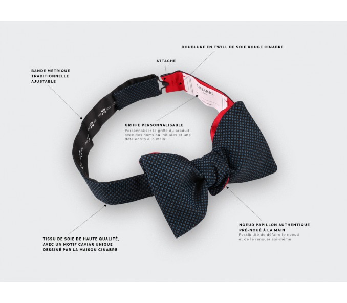 Cinabre Noeud Papillon Caviar Soie Bleu Marine