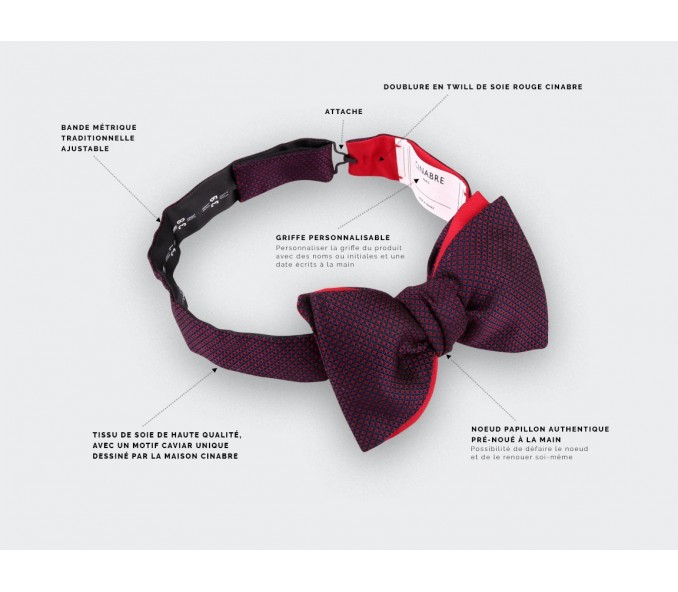 Cinabre Noeud Papillon Caviar Soie Bordeaux
