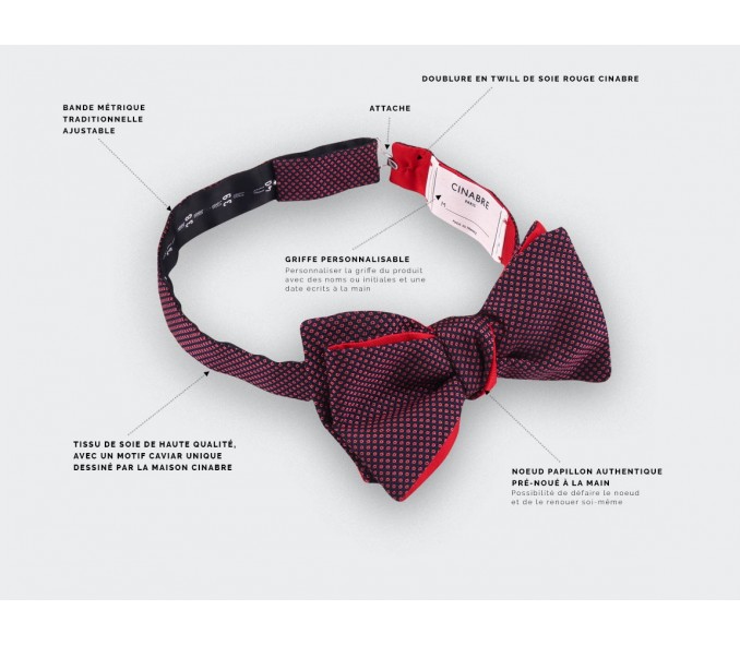 Cinabre Noeud Papillon Caviar Soie Rose