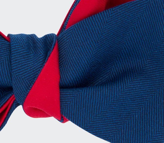 Cinabre Noeud Papillon Chevron Bleu