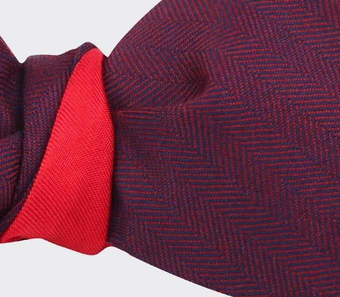 Cinabre Noeud Papillon Chevron Bordeaux