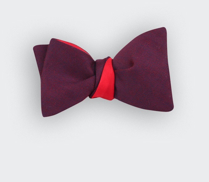 cinabre Noeud Papillon Chevron Bordeaux