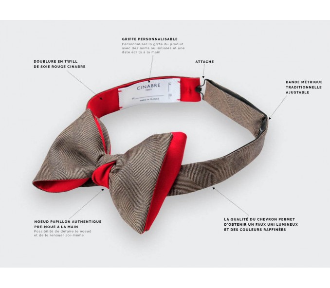 Cinabre Noeud Papillon Chevron Marron