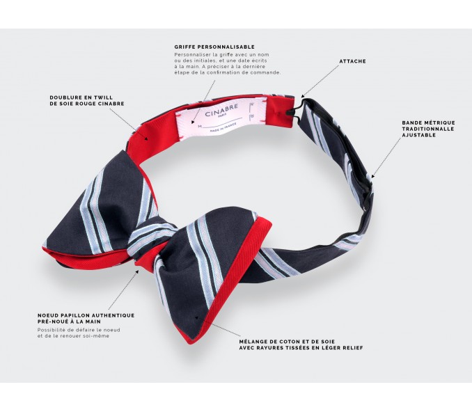 Cinabre Noeud Papillon Club Marine Ciel