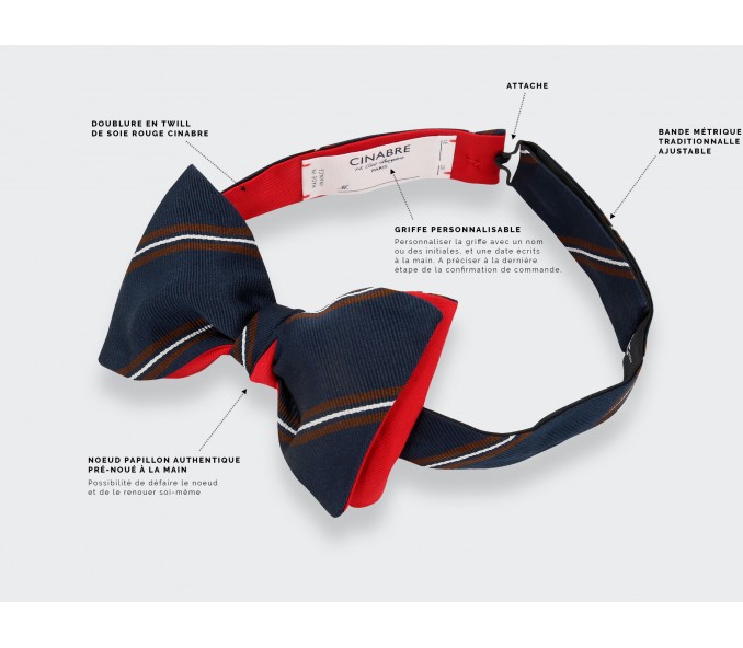 Cinabre Noeud Papillon Club Marine Et Marron