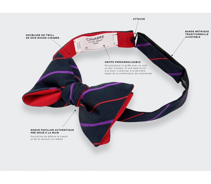 Cinabre Noeud Papillon Club Marine Et Violet