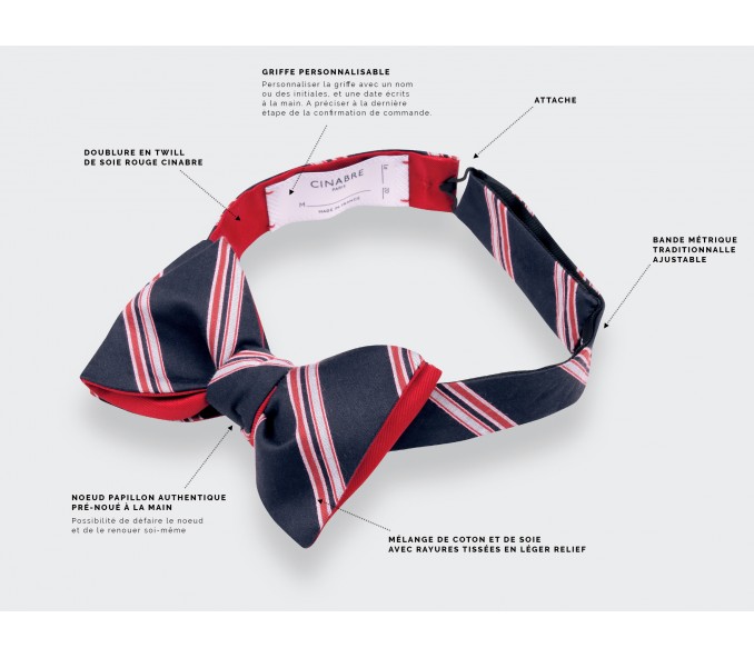 Cinabre Noeud Papillon Club Marine Rouge