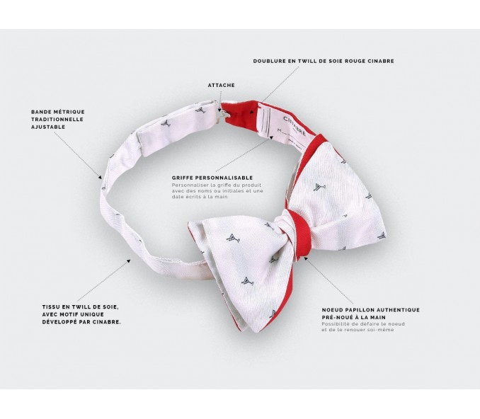 Cinabre Noeud Papillon Cocktail Blanc