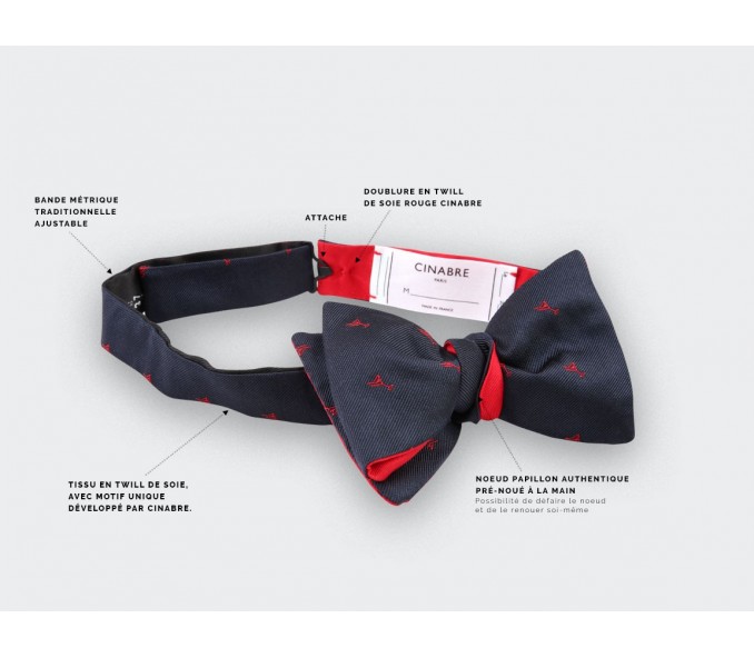 Cinabre Noeud Papillon Cocktail Bleu Marine