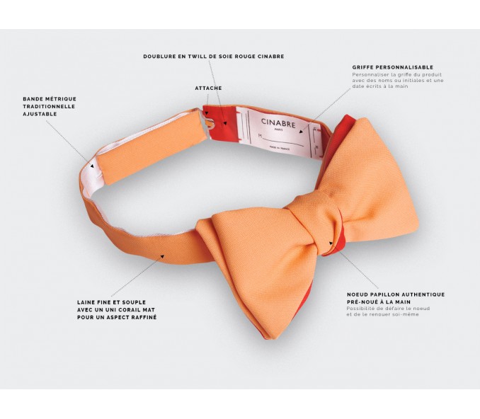 Cinabre Noeud Papillon Corail Orange