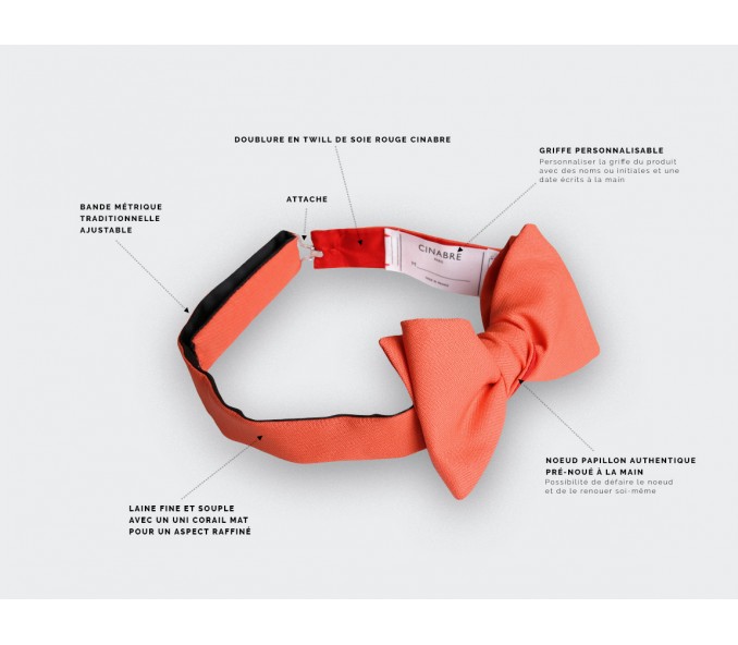 Cinabre Noeud Papillon Corail Rouge