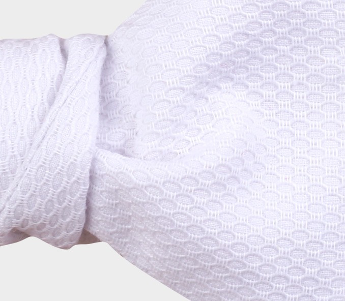 Cinabre Noeud Papillon Coton Piqué Blanc