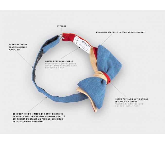 Cinabre Noeud Papillon Denim Jaune