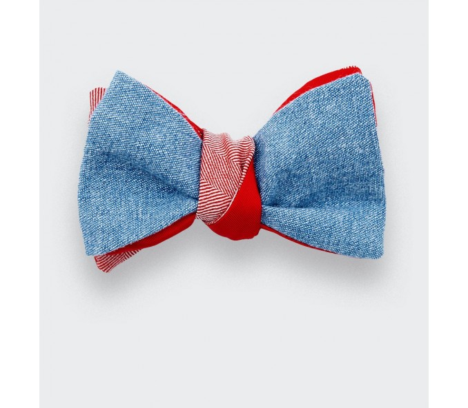 Cinabre Noeud Papillon Denim Rouge