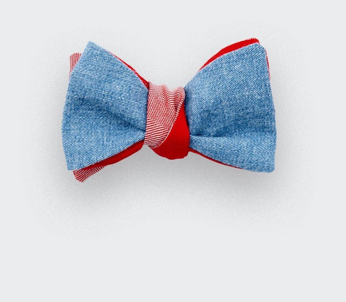 cinabre Noeud Papillon Denim Rouge