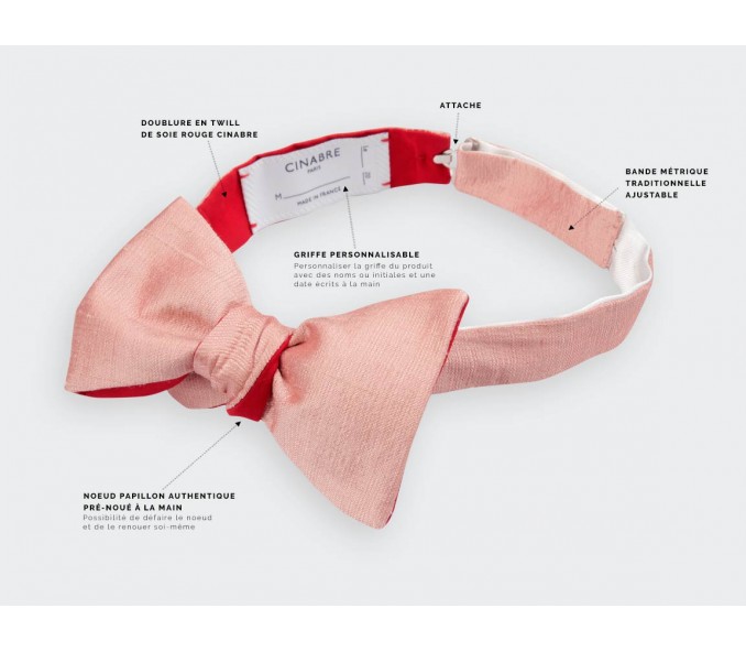 Cinabre Noeud Papillon Doupion Rose Poudré