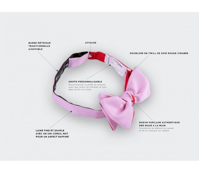 Cinabre Noeud Papillon Enfant Corail Rose