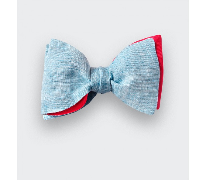 Cinabre Noeud Papillon Enfant Lin Bleu Givré