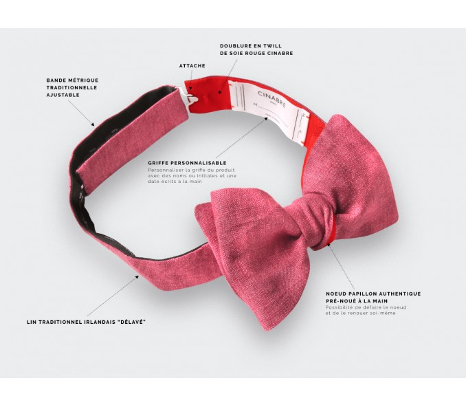 Cinabre Noeud Papillon Enfant Lin Framboise