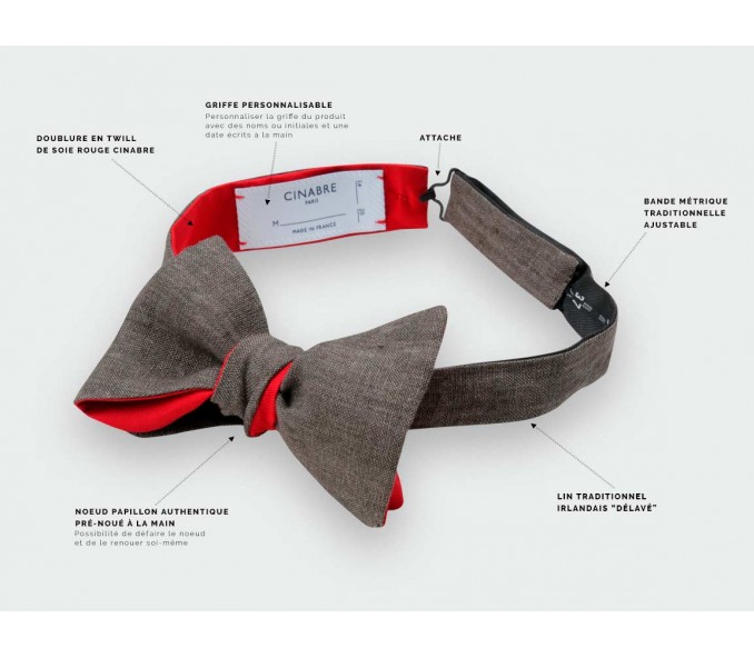 Cinabre Noeud Papillon Enfant Lin Marron