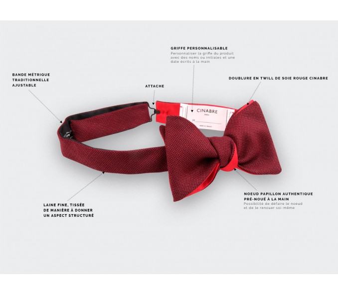 Cinabre Noeud Papillon Enfant Maille Bordeaux