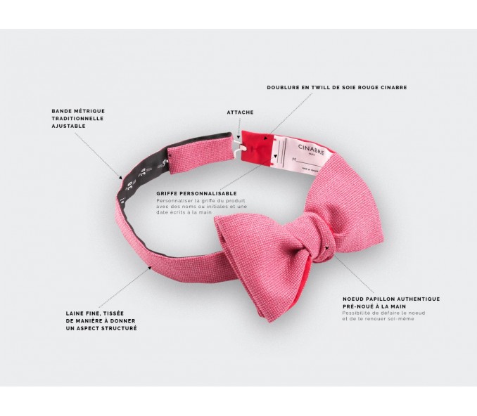 Cinabre Noeud Papillon Enfant Maille Rose