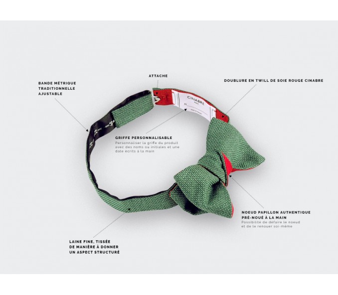 Cinabre Noeud Papillon Enfant Maille Vert