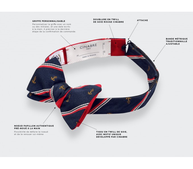 Cinabre Noeud Papillon Enfant "Marine Nationale"