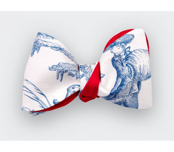 Cinabre Noeud Papillon Enfant Toile De Jouy Bleu