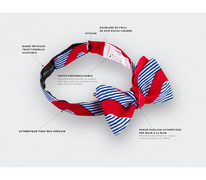 Cinabre Noeud Papillon Enfant Vagues Rouges